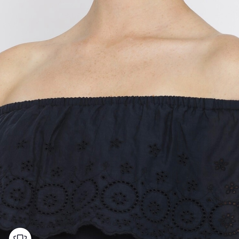 Navy blue self design off-shoulder Maxi dress; elasticated waistband size-36 - Picture 1 of 6